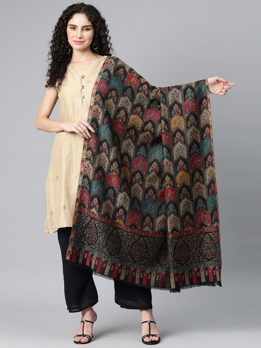 Women's Zari Kani Wool Shawl