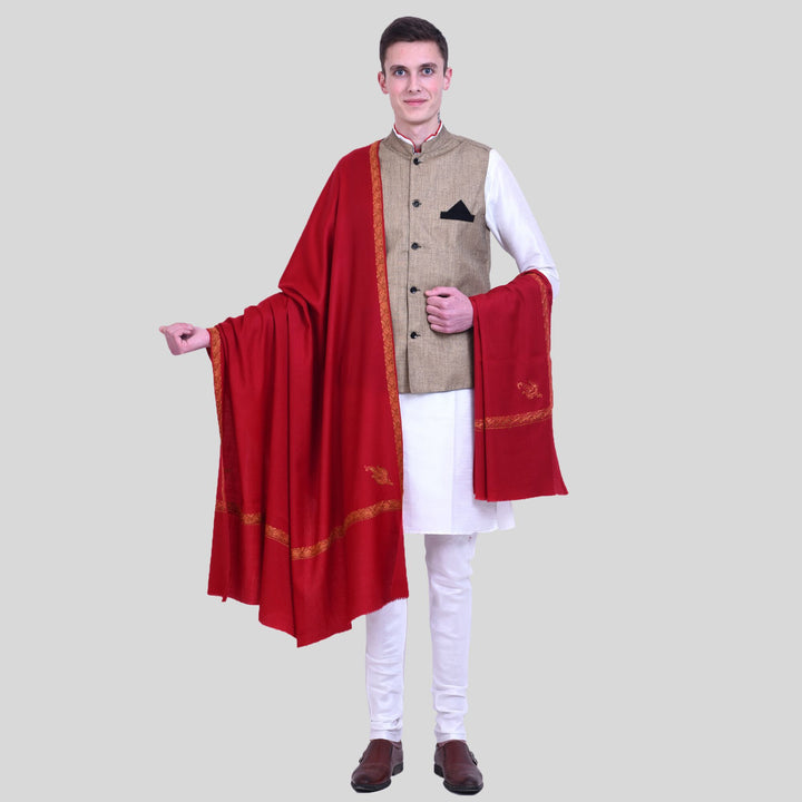 Men's Hand Embroidered Pure Wool Shawl