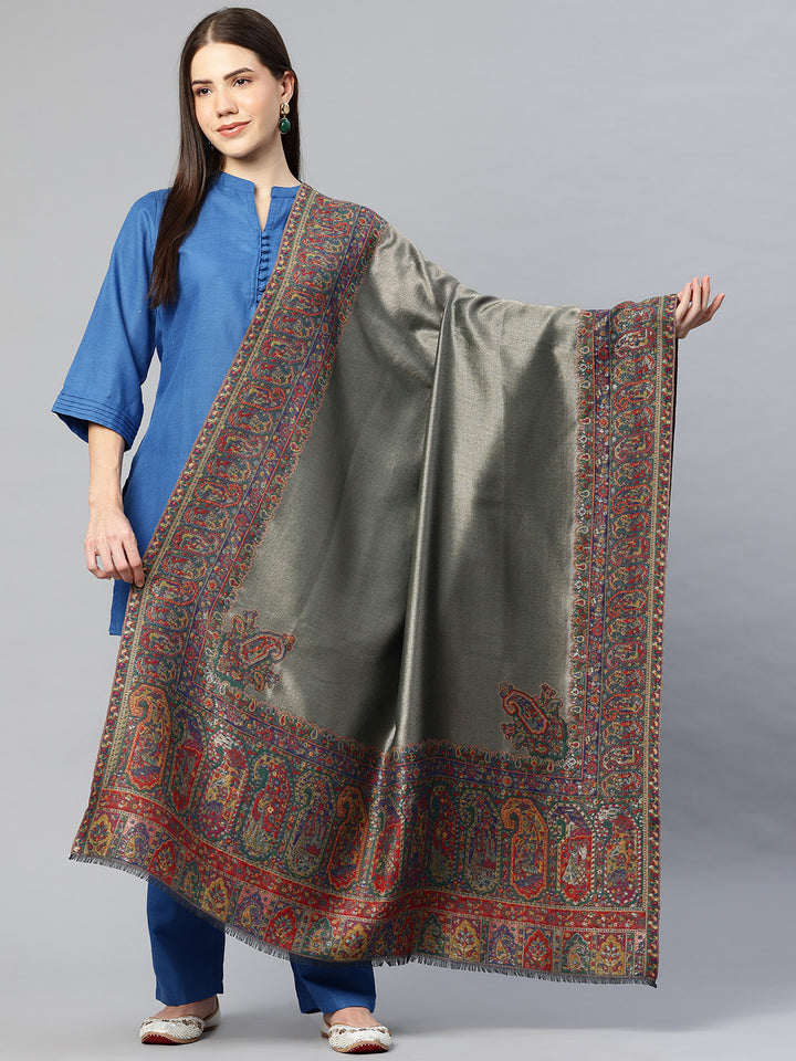Women's Kani Wool Shawl With Zari Work