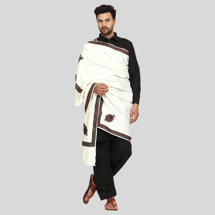 Men's Kashmiri Embroidered Wool Shawl