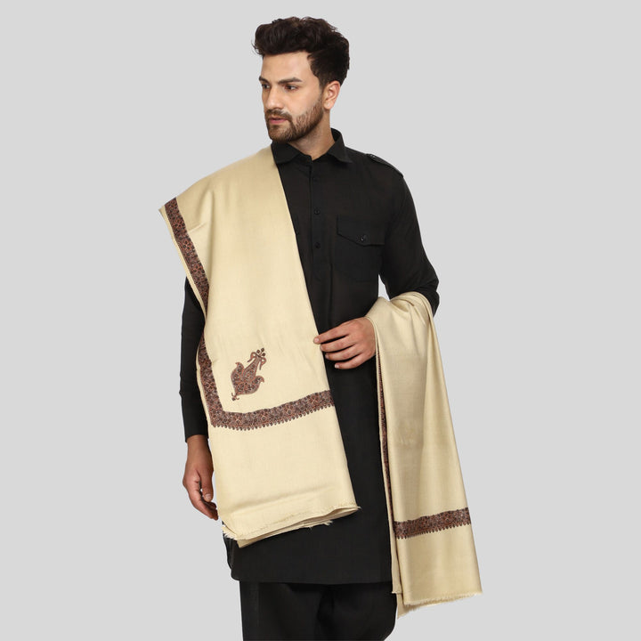 Men's Kashmiri Embroidered Wool Shawl