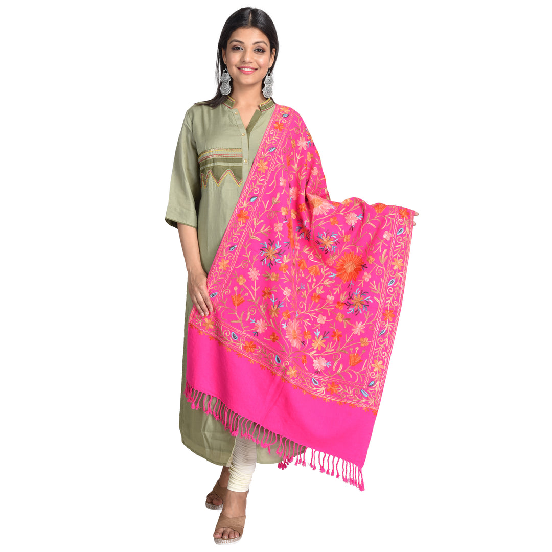 Women's Aari Embroidered Wool Stole