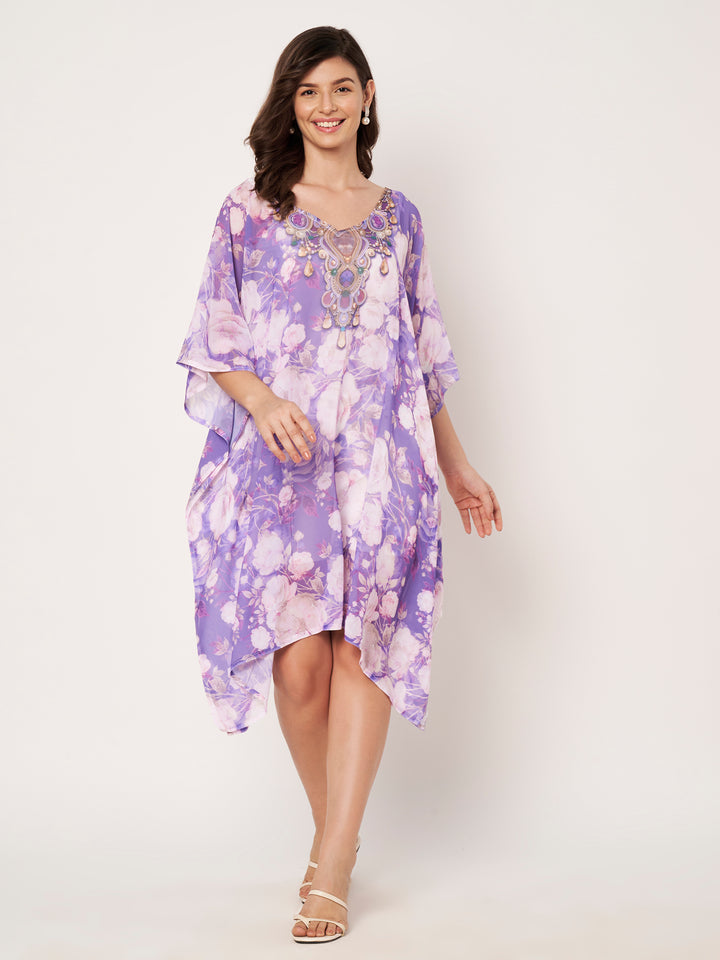 Women's Printed Georgette Kaftan | Beach Cover-Up