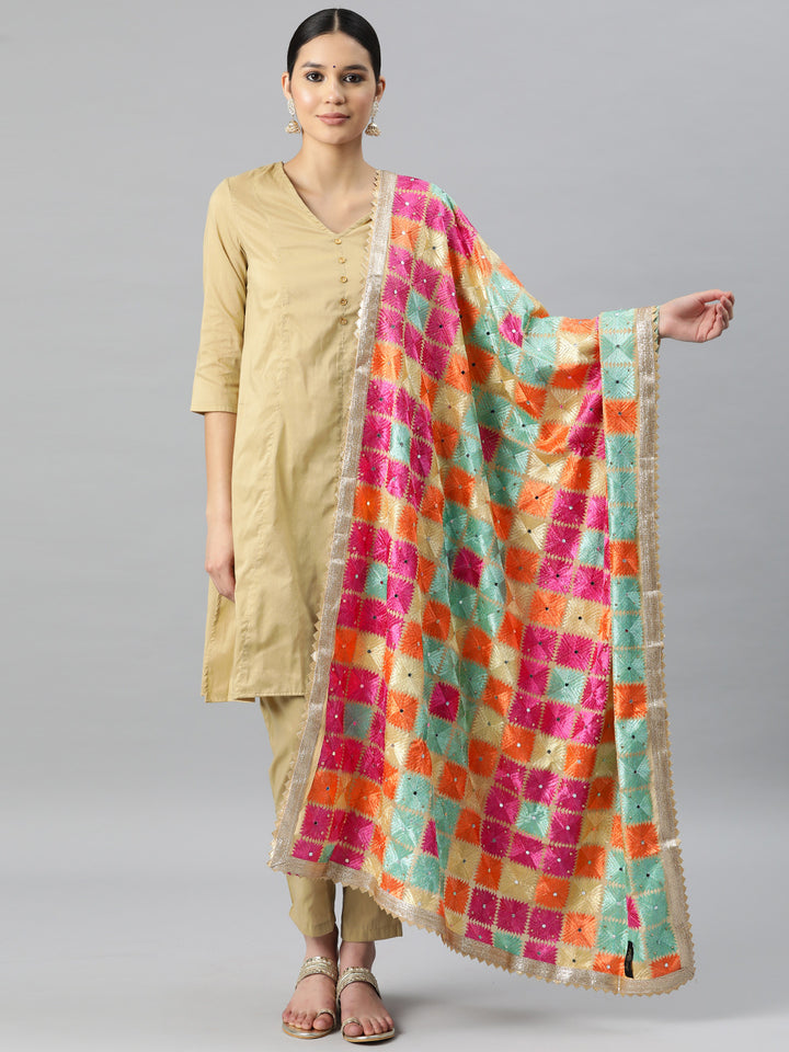 Women's Phulkari Embroidered Chiffon Dupatta