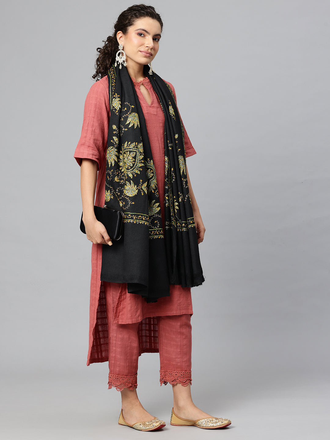 Women's Hand Embroidered Pure Wool Shawl