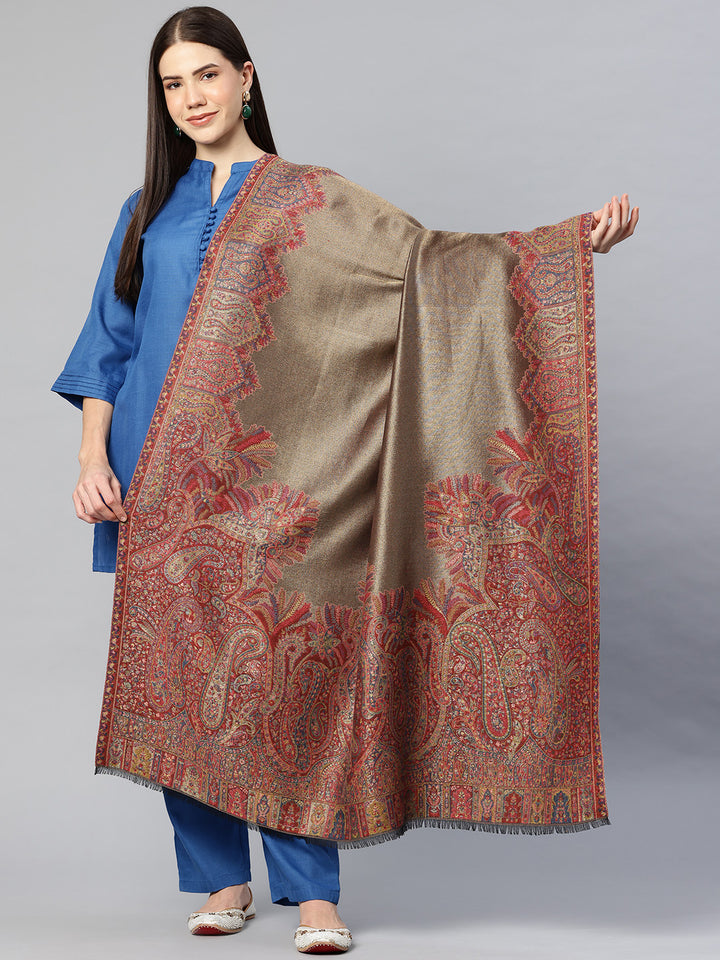 Women's Kani Wool Shawl With Zari Work