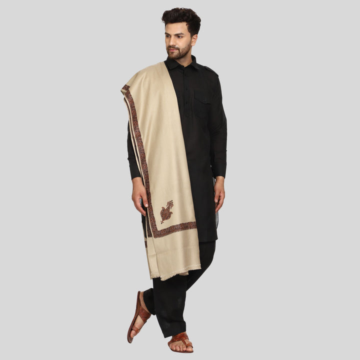 Men's Kashmiri Embroidered Wool Shawl