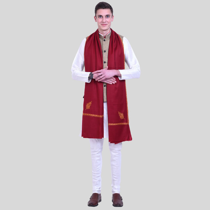 Men's Hand Embroidered Pure Wool Shawl