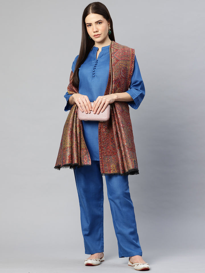 Women's Kani Wool Shawl With Zari Work