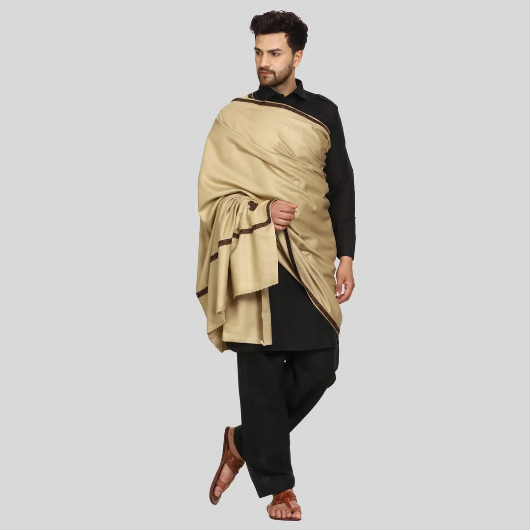 Men's Kashmiri Embroidered Wool Shawl - View 8 | Kashmiri Shawl | SWI Stylish