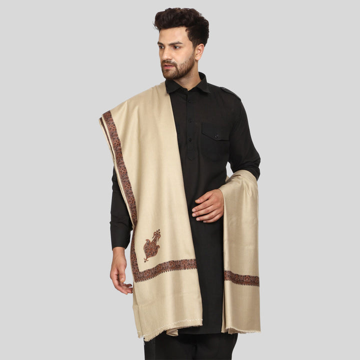 Men's Kashmiri Embroidered Wool Shawl