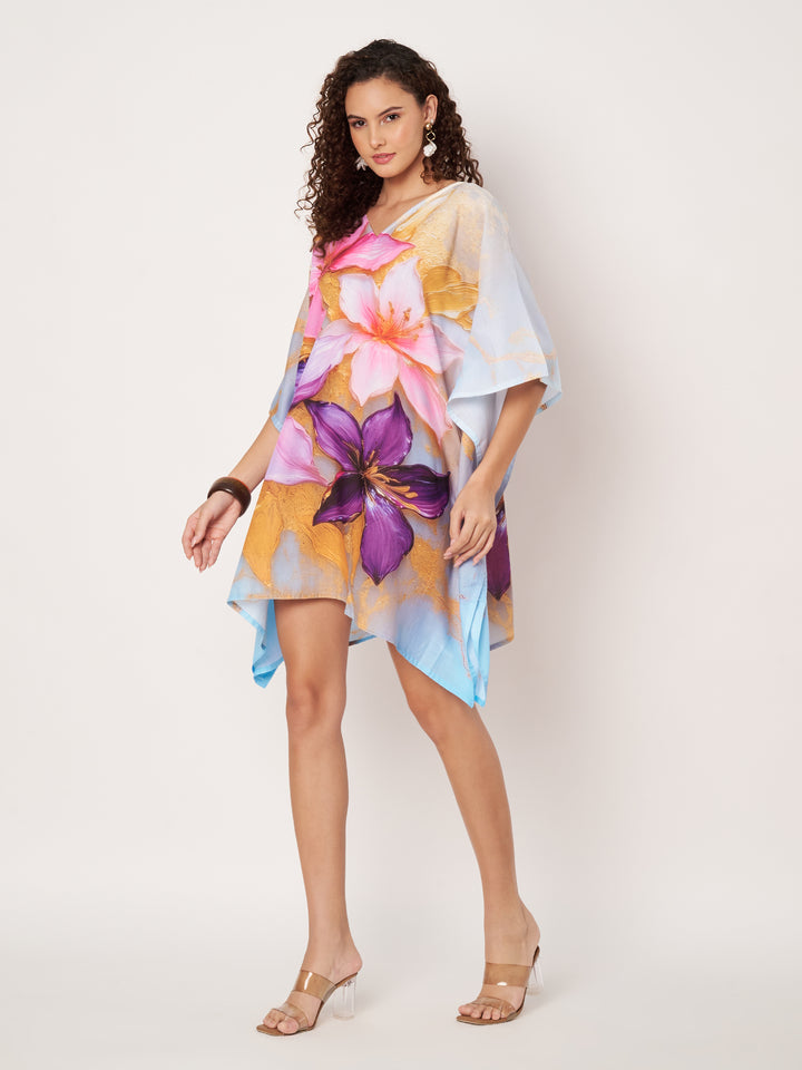 Women Multicolour Short Cotton Kaftan Kurti