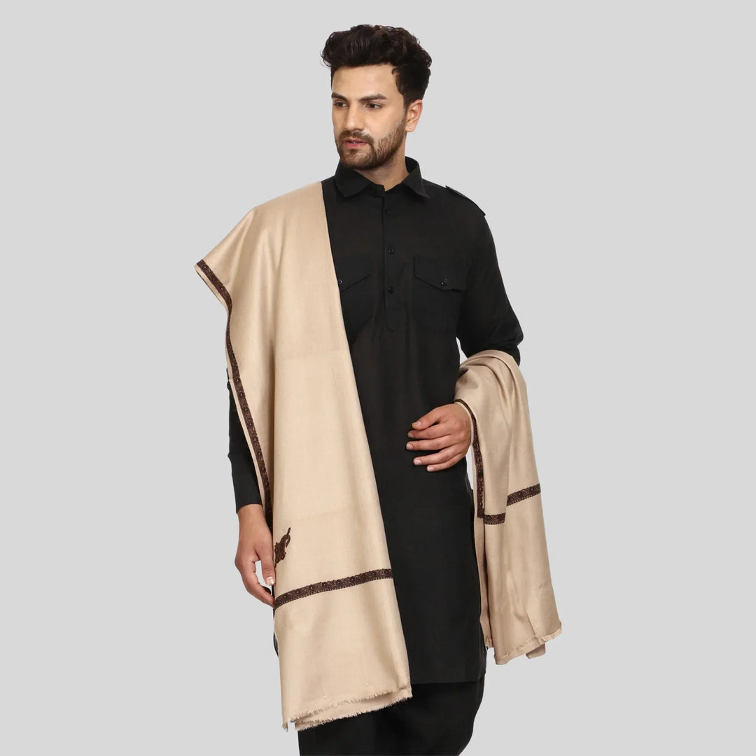Men's Kashmiri Embroidered Wool Shawl - View 6 | Kashmiri Shawl | SWI Stylish