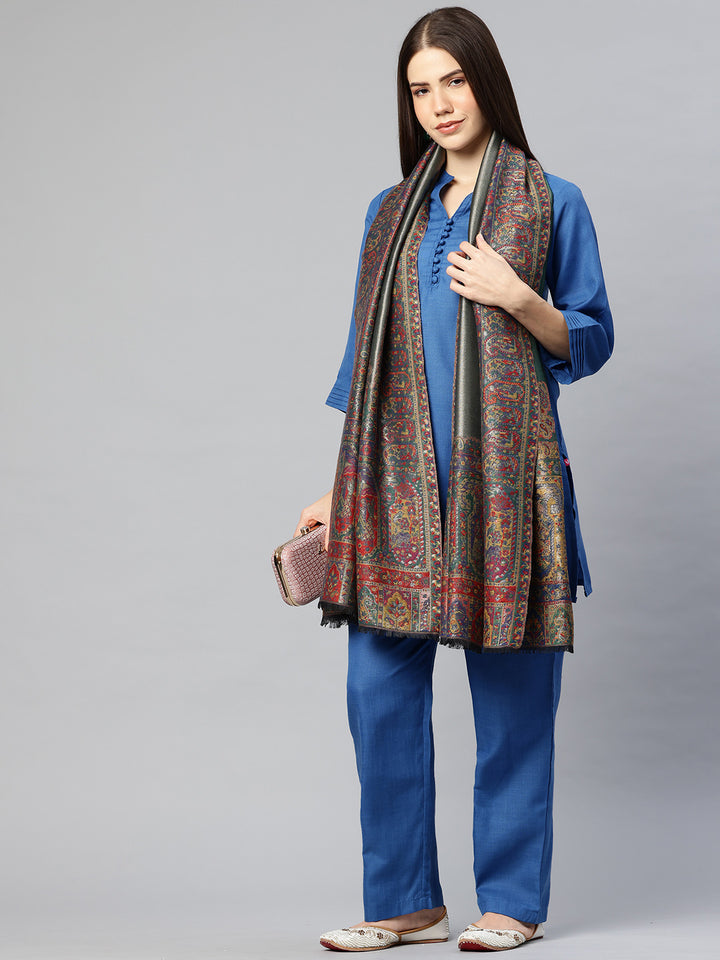 Women's Kani Wool Shawl With Zari Work