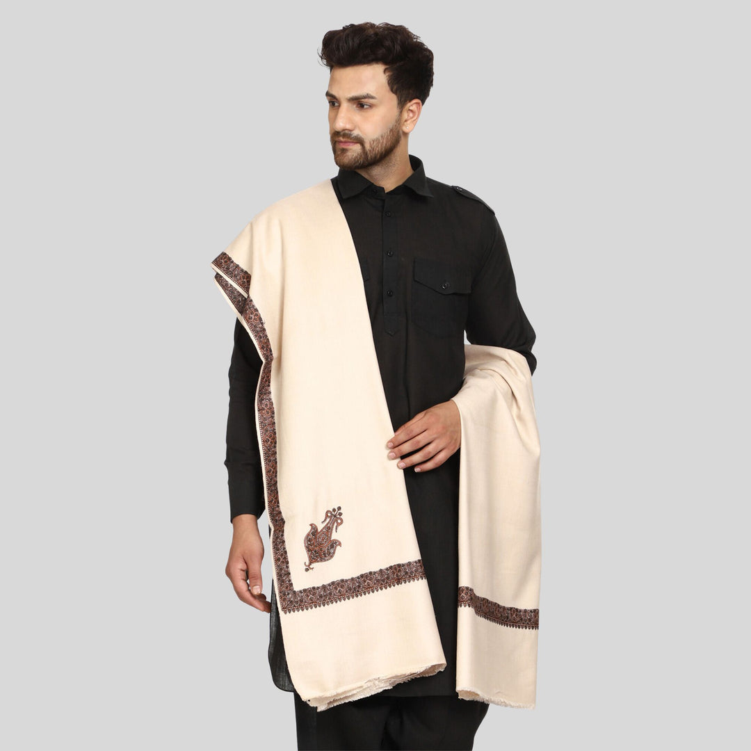 Men's Kashmiri Embroidered Wool Shawl