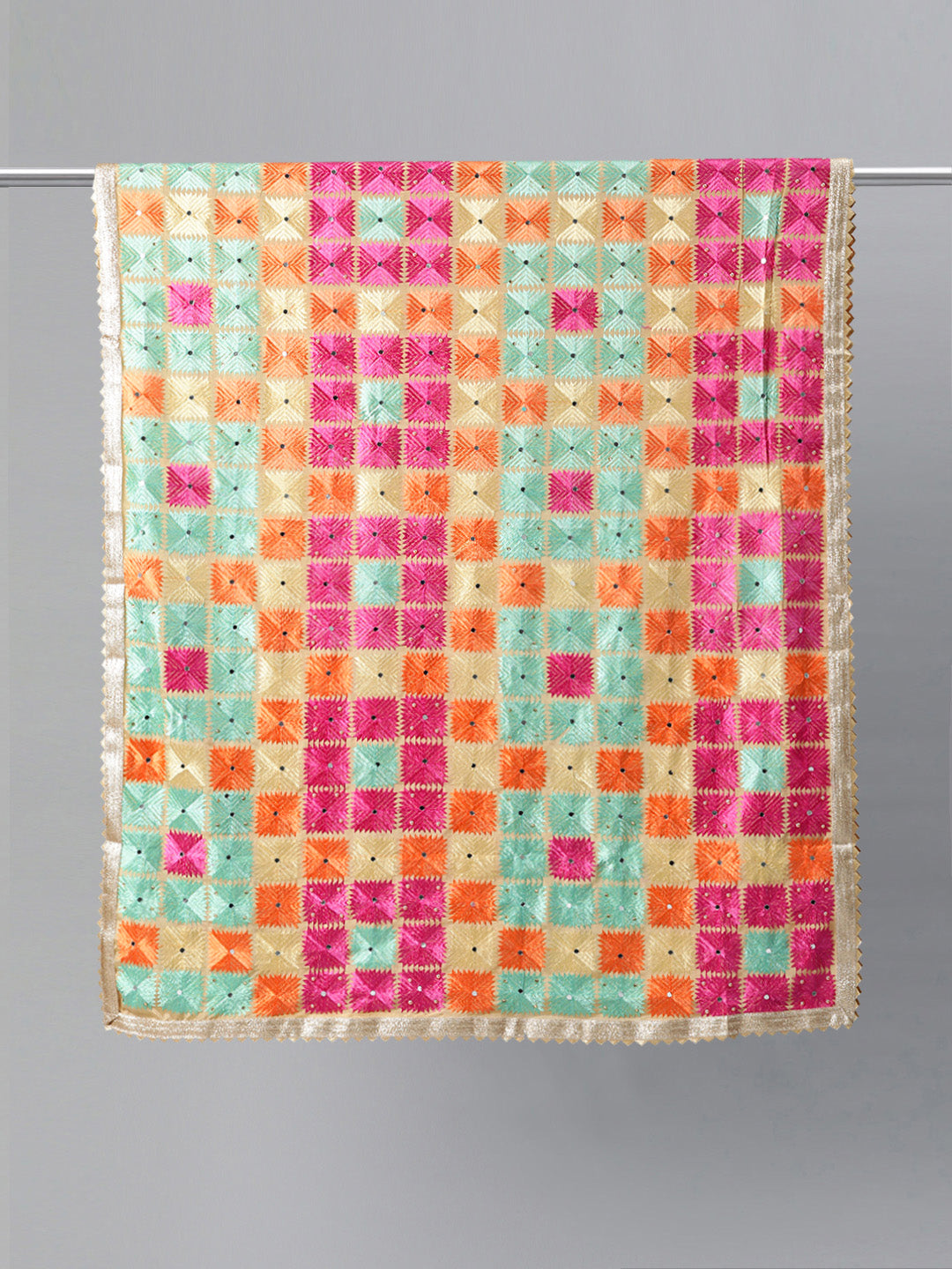 Women's Phulkari Embroidered Chiffon Dupatta
