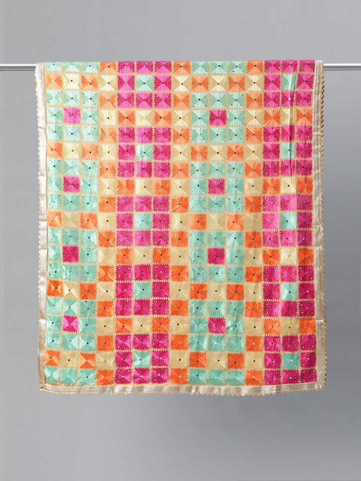 Women's Phulkari Embroidered Chiffon Dupatta