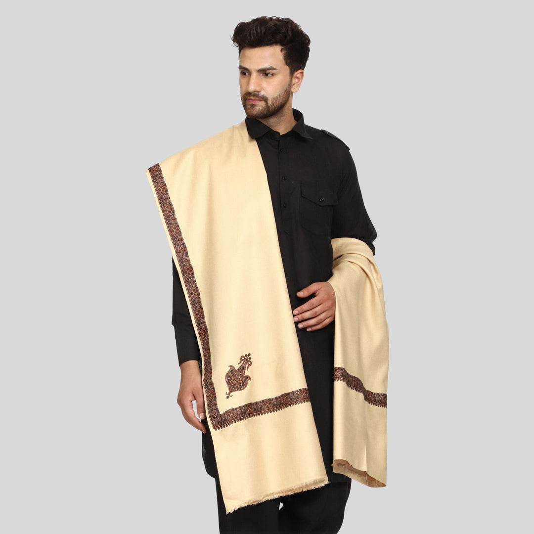Men's Kashmiri Embroidered Wool Shawl