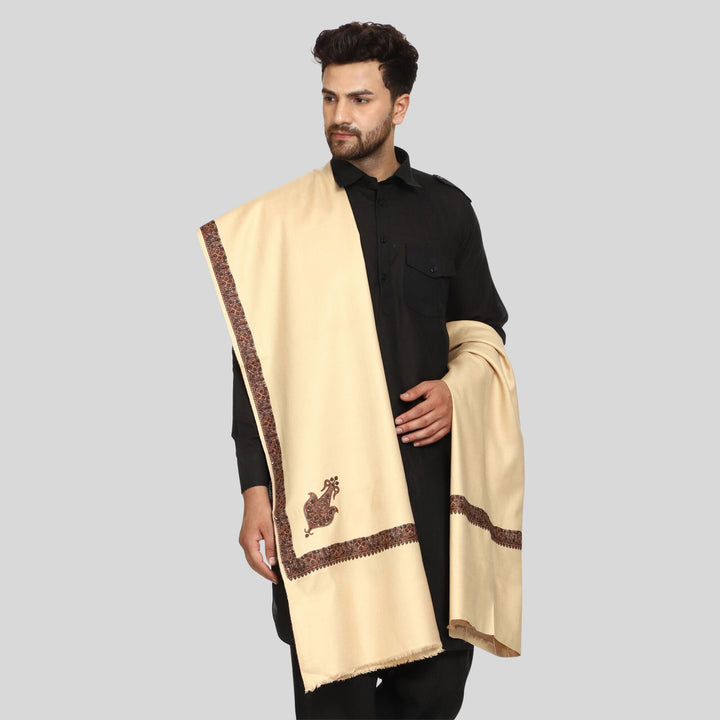 Men's Kashmiri Embroidered Wool Shawl
