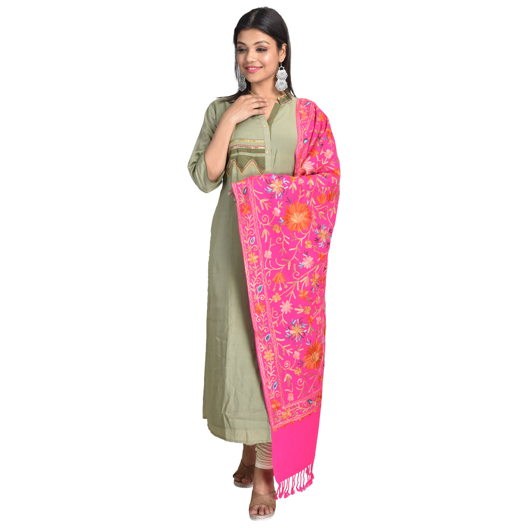 Women's Aari Embroidered Wool Stole