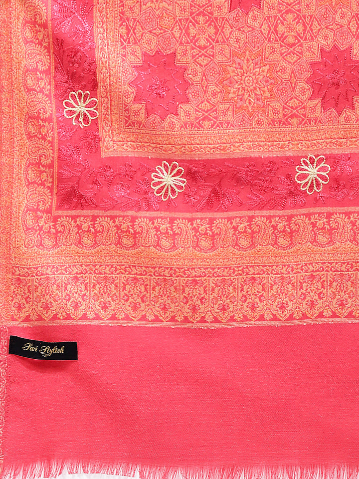 Women's Aari Embroidery Wool Shawl