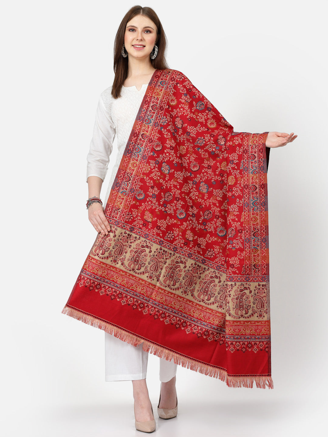 Women's Paisley Jamawar Acrylic Wool Shawl