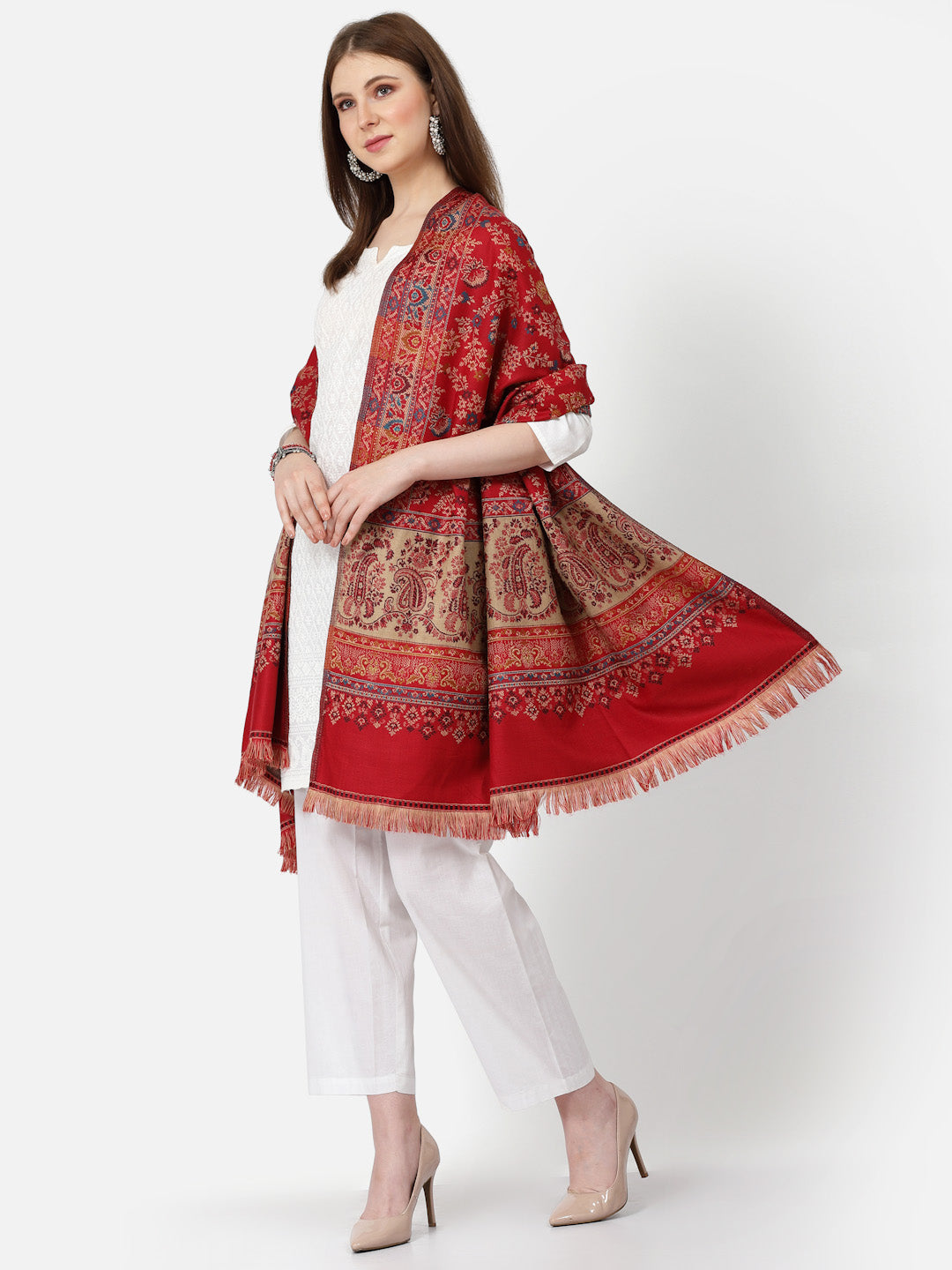 Women's Paisley Jamawar Acrylic Wool Shawl