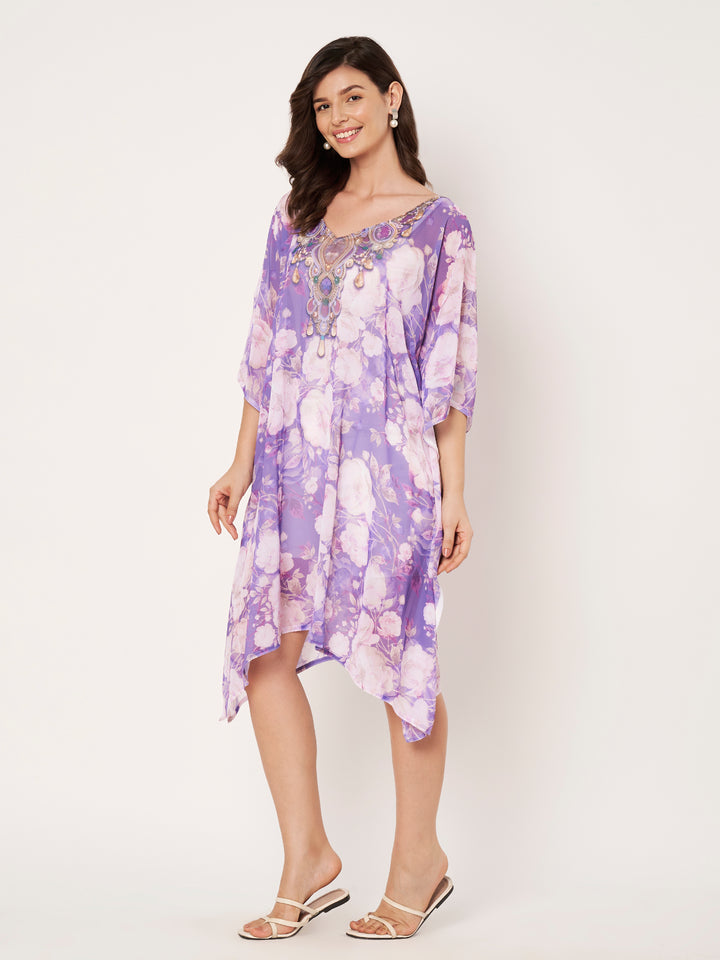 Women's Printed Georgette Kaftan | Beach Cover-Up