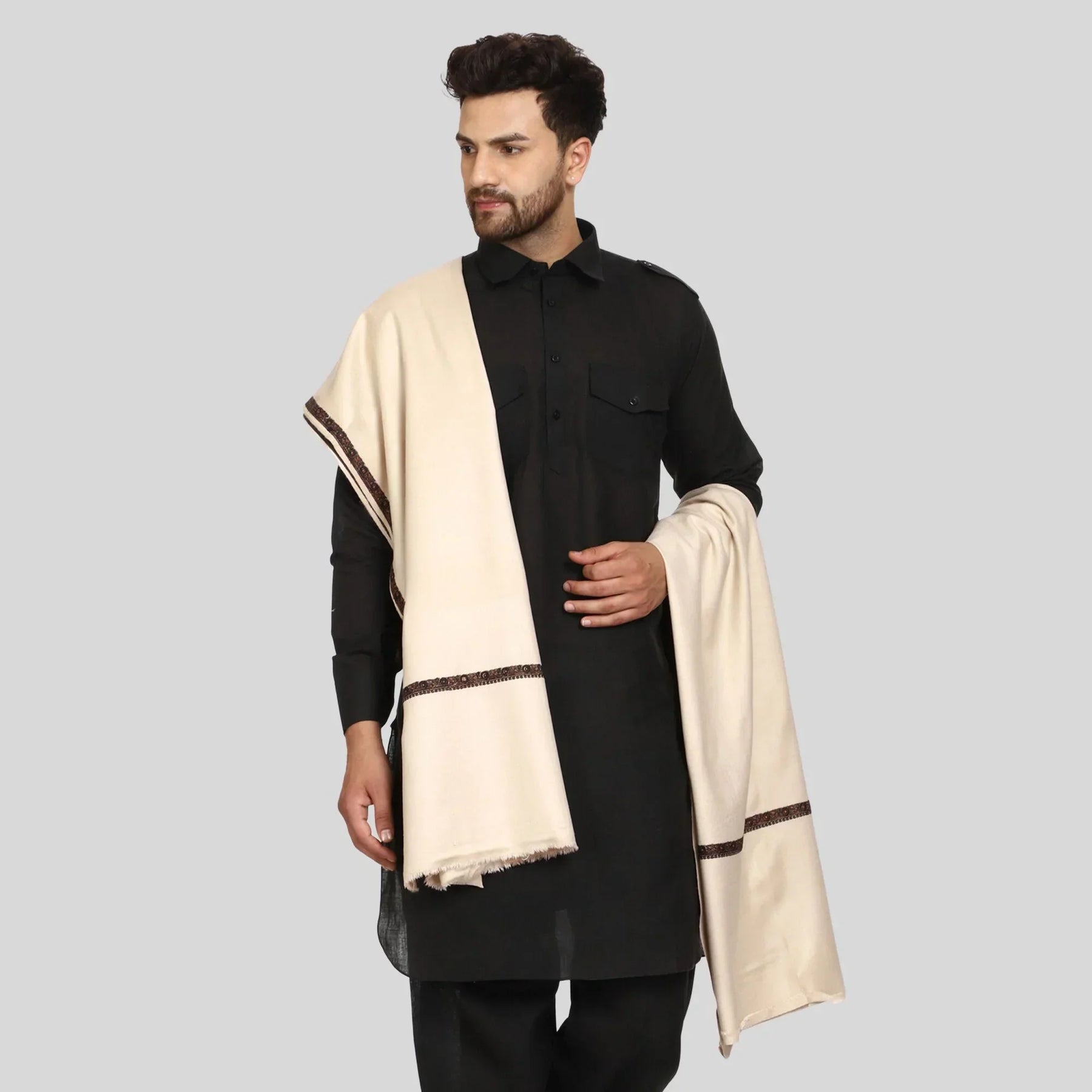 Men's Kashmiri Embroidered Wool Shawl - View 15 | Kashmiri Shawl | SWI Stylish