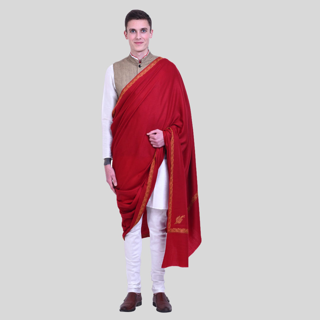 Men's Hand Embroidered Pure Wool Shawl