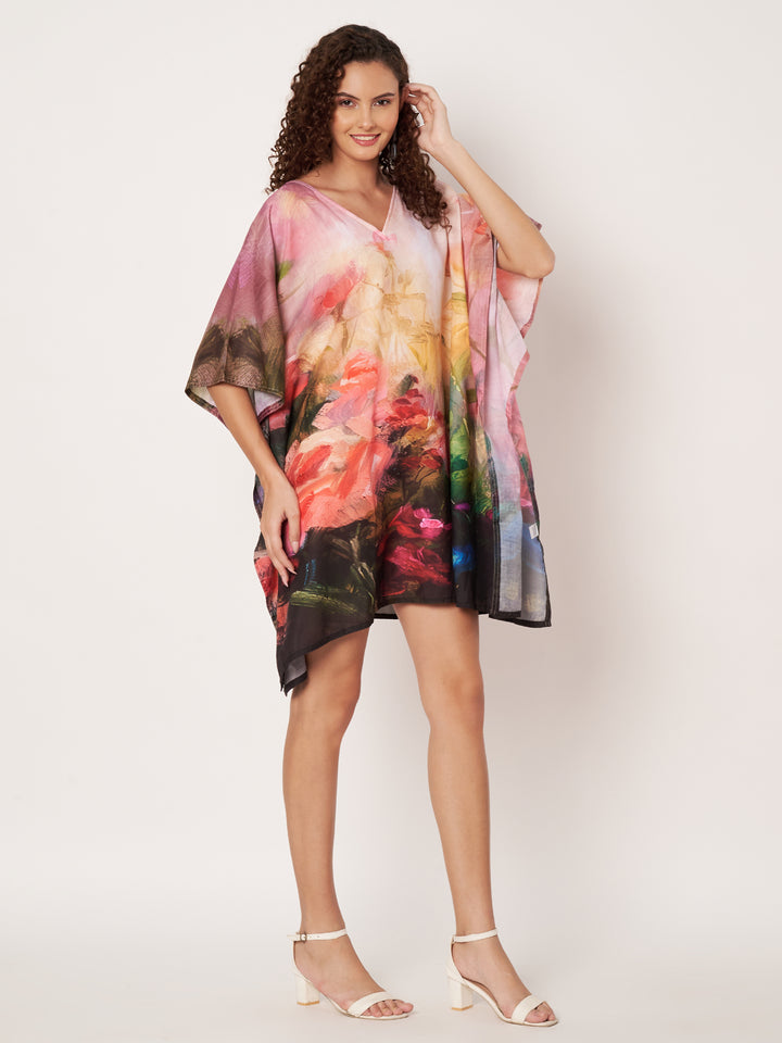 Women Multicolour Short Cotton Kaftan Kurti