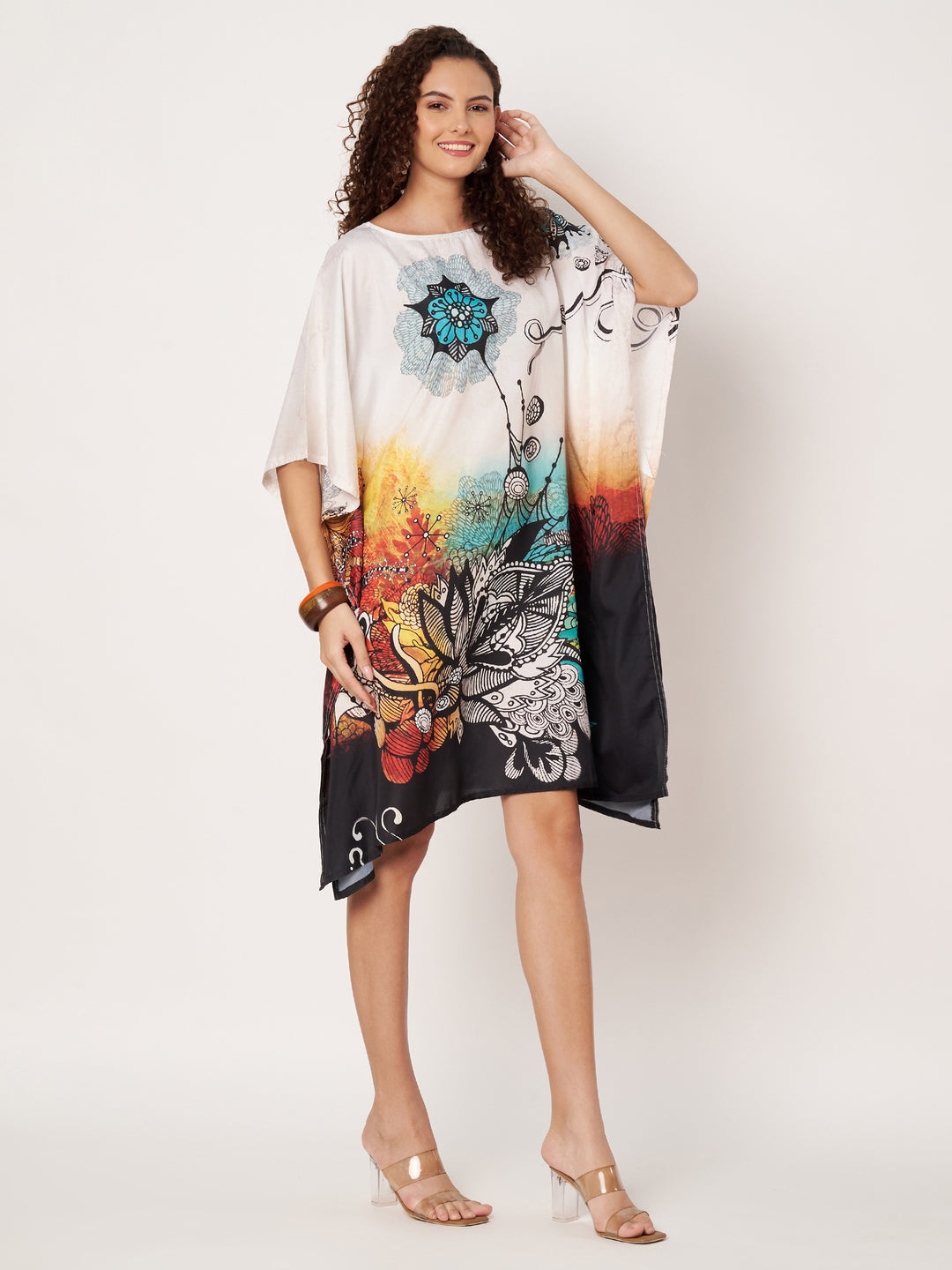 Women Multicolour Short Kaftan Kurti