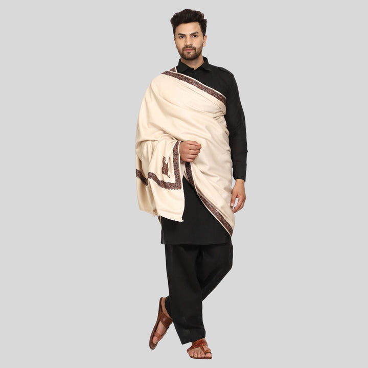 Men's Kashmiri Embroidered Wool Shawl
