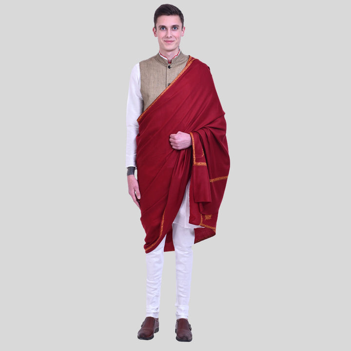 Men's Hand Embroidered Pure Wool Shawl