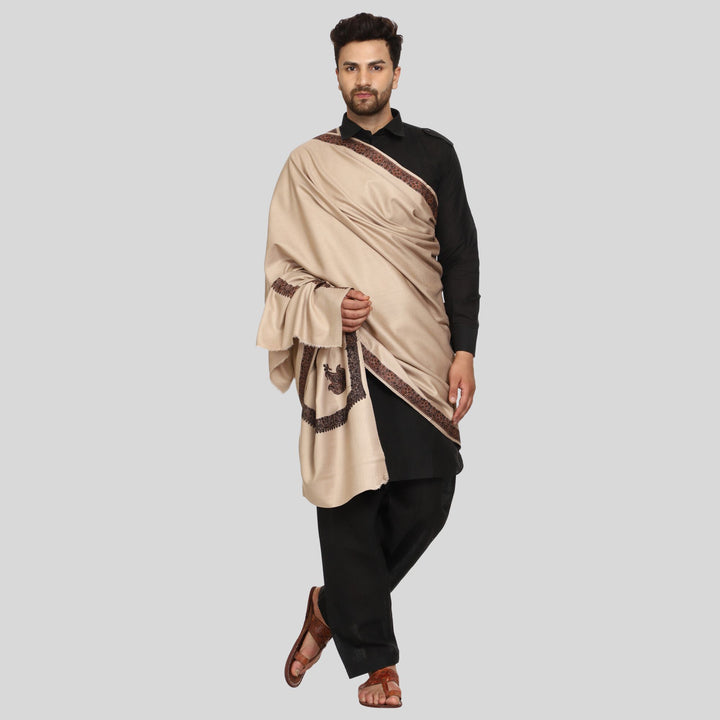 Men's Kashmiri Embroidered Wool Shawl