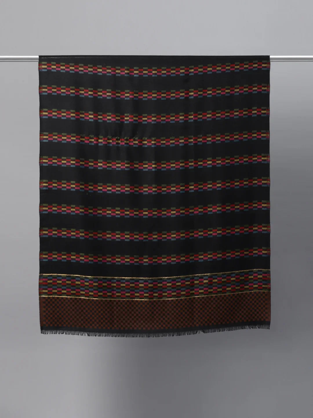 Men's Checkered Wool Shawl with Zari - View 3 | Kashmiri Shawl | SWI Stylish