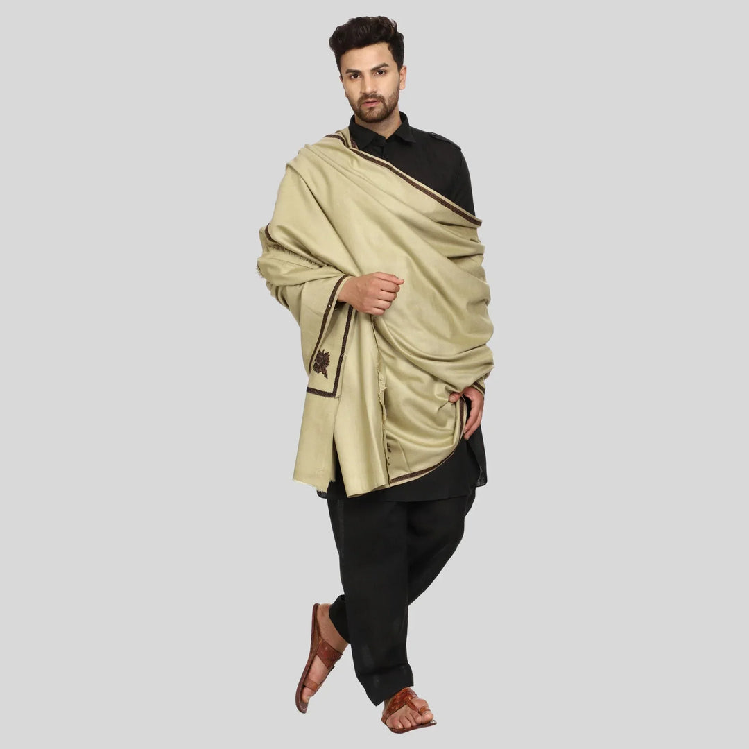 Men's Kashmiri Embroidered Wool Shawl - View 2 | Kashmiri Shawl | SWI Stylish