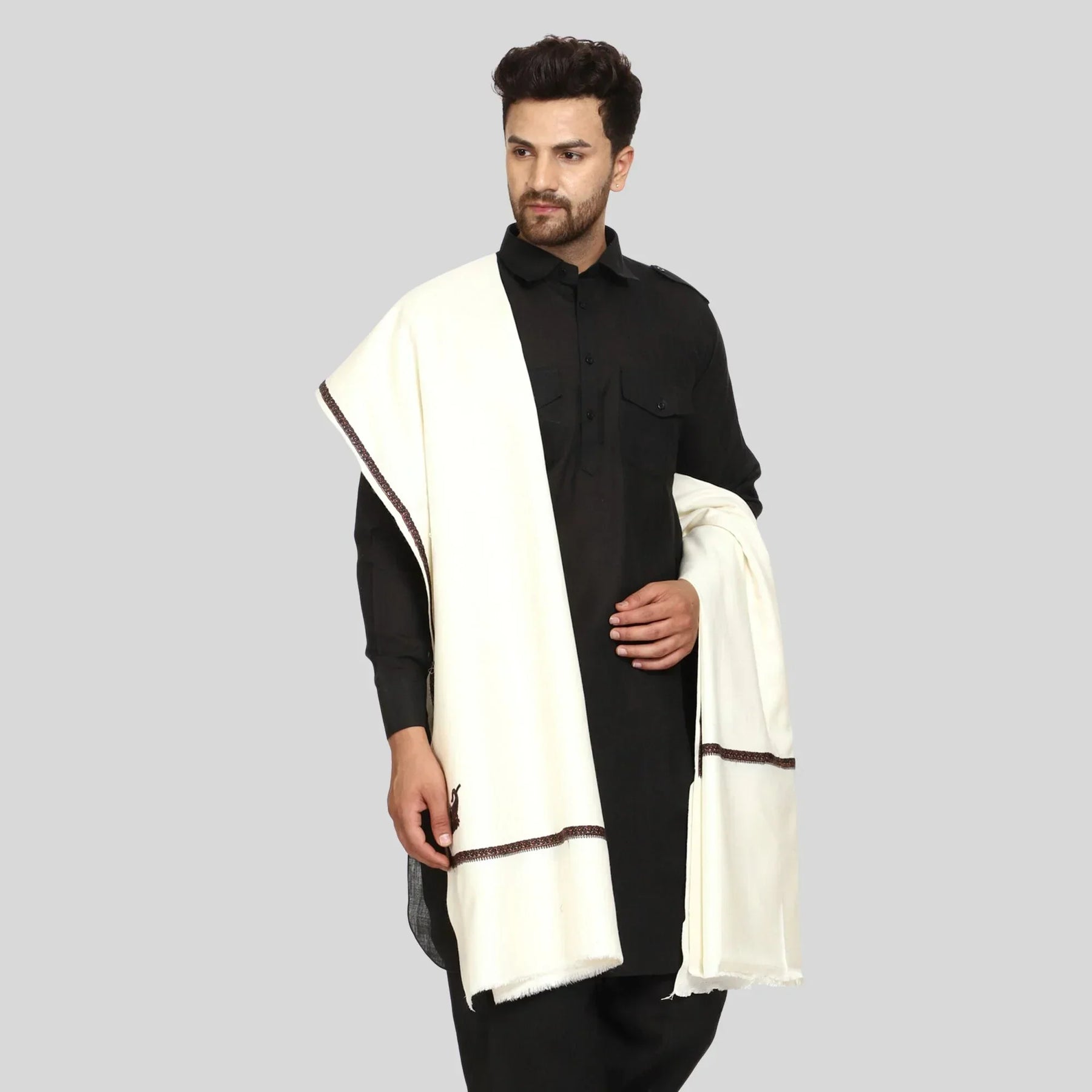 Men's Kashmiri Embroidered Wool Shawl - View 17 | Kashmiri Shawl | SWI Stylish