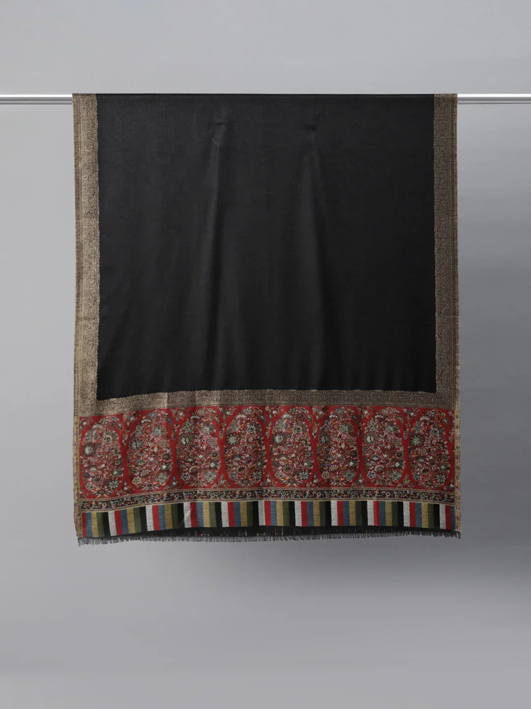 Men's Kani Wool Shawl with Zari Border - View 3 | Handwoven Kani | SWI Stylish