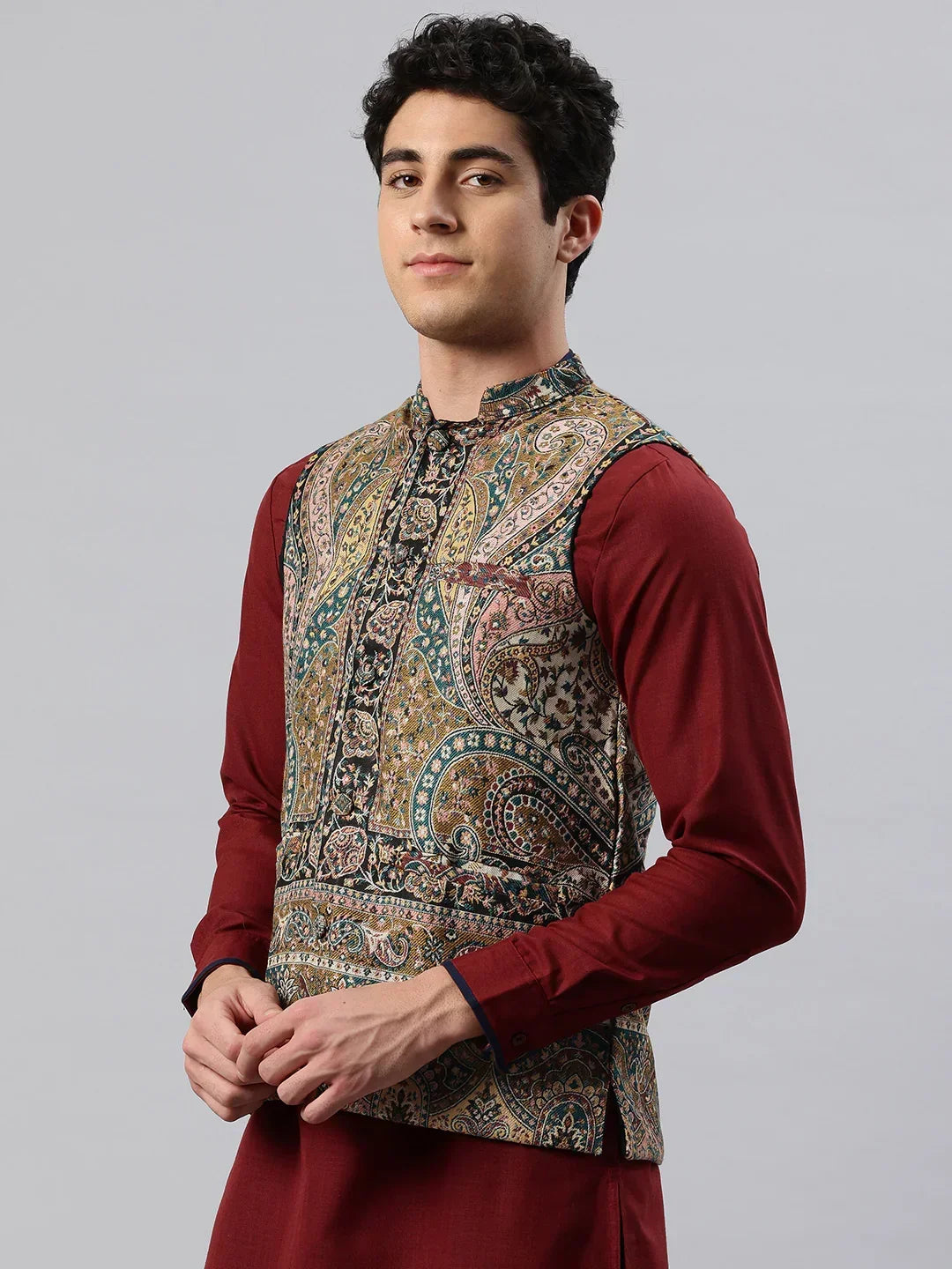 Men's Woven Nehru Jacket - View 3 | Nehru Jacket | SWI Stylish