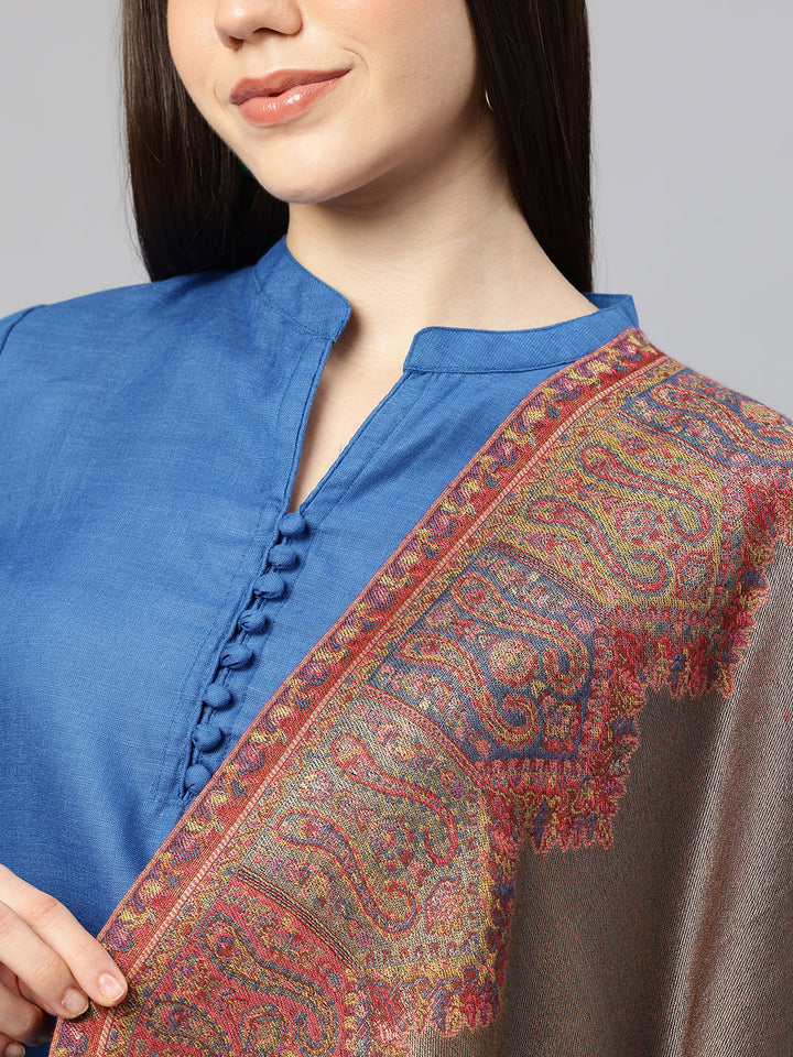 Women's Kani Wool Shawl With Zari Work