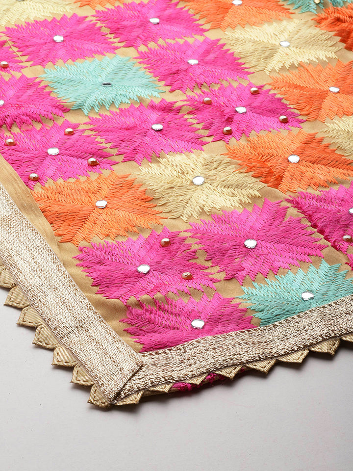 Women's Phulkari Embroidered Chiffon Dupatta