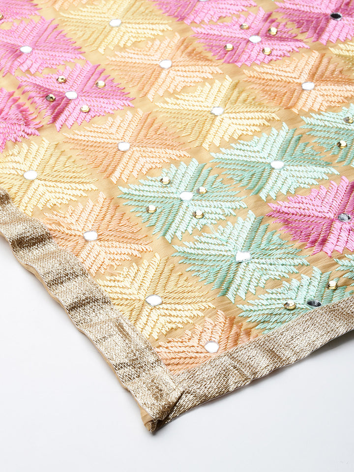 Women's Phulkari Embroidered Chiffon Dupatta