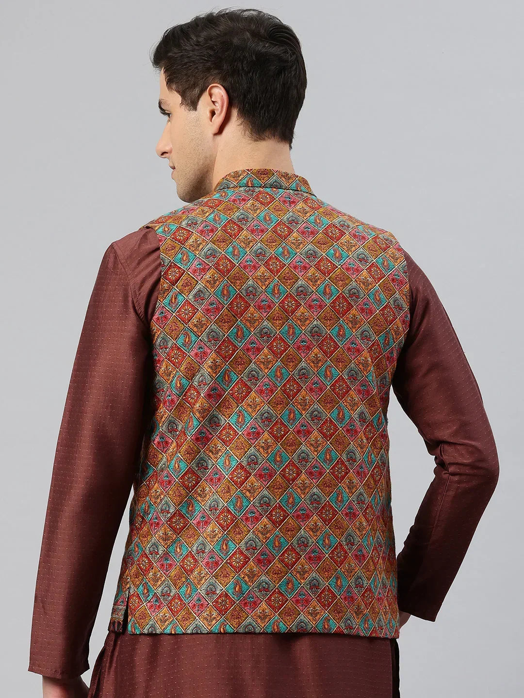 Men's Woven Embroidered Nehru Jacket - View 4 | Nehru Jacket | SWI Stylish