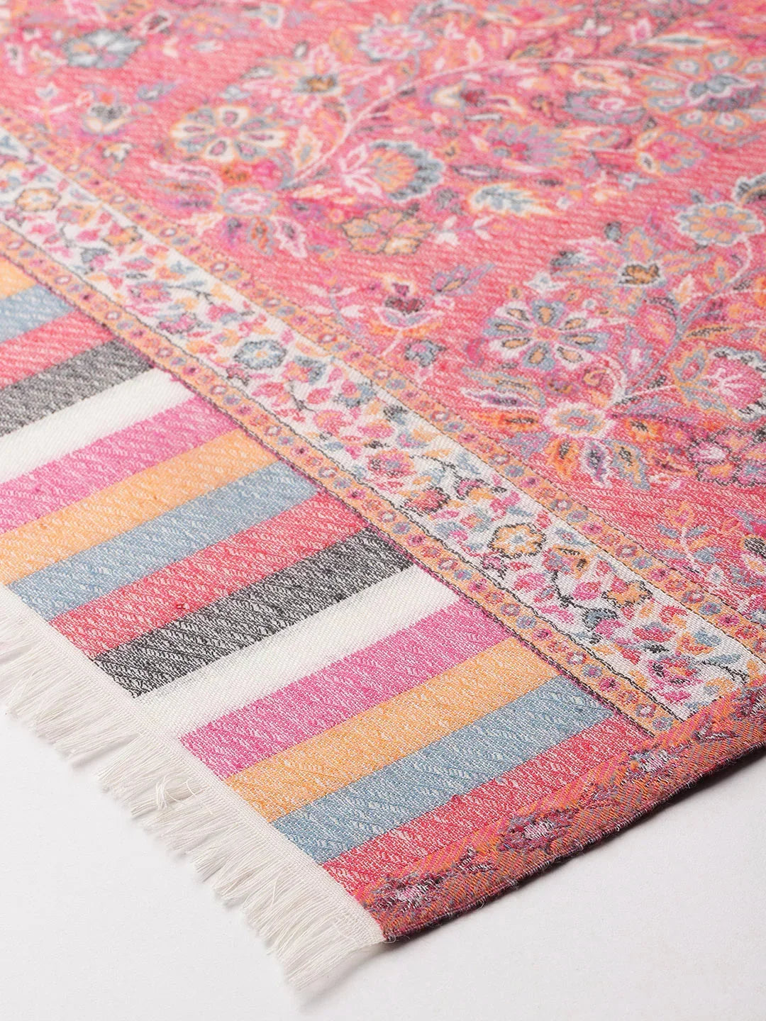 Women's Kani Wool Stole with Zari Border - View 4 | Handwoven Kani | SWI Stylish