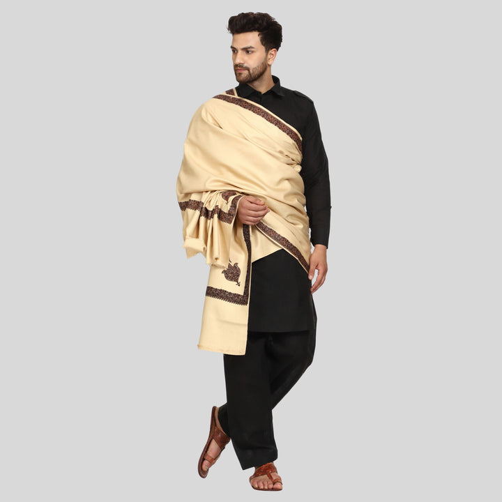 Men's Kashmiri Embroidered Wool Shawl