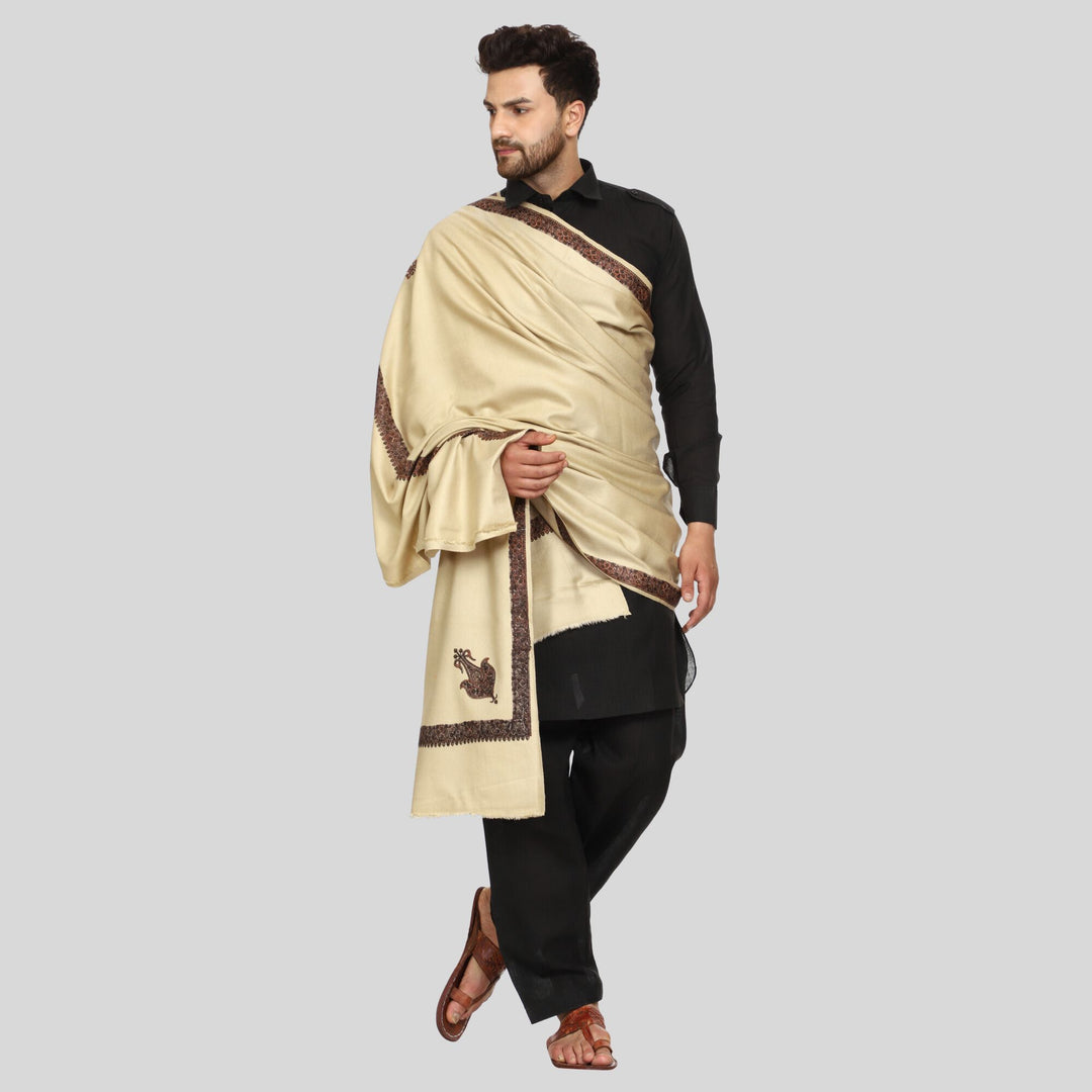 Men's Kashmiri Embroidered Wool Shawl