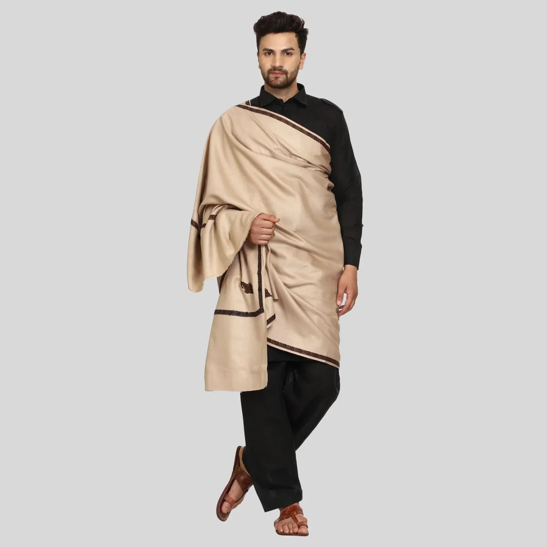 Men's Kashmiri Embroidered Wool Shawl - View 5 | Kashmiri Shawl | SWI Stylish
