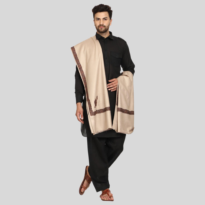 Men's Kashmiri Embroidered Wool Shawl