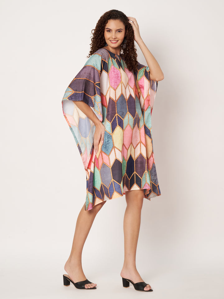 Women Multicolour Short Kaftan Kurti